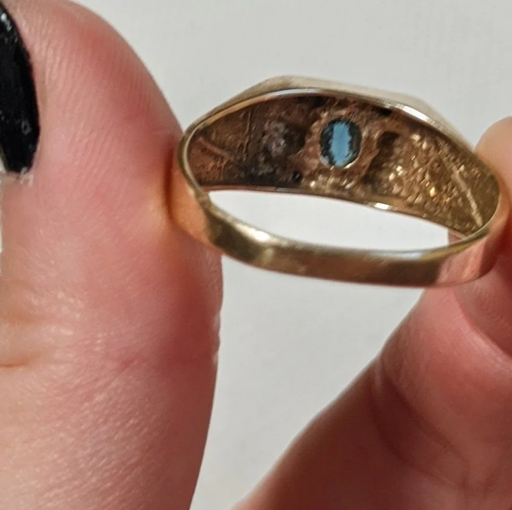 Vtg 1912 Weinmann Brothers 10k sapphire solid Gold ring diamond accents  3.7g